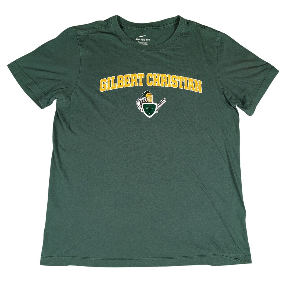 Nike Gilbert Christian T-Shirt Mens Medium Green Knights Graphic Excellent
